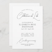 生モダンエレガント命招待状お祝い 招待状 (正面/裏面)