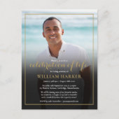 生モダンエレガント生葬儀の写真お祝い 案内ポストカード (正面)