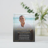 生モダンエレガント生葬儀の写真お祝い 案内ポストカード (スタンド正面)