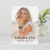 生モダン命のお祝い写真シンプル葬儀 招待状 (スタンド正面)