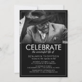 生モダン命の写真お祝い 招待状 (正面)