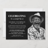 生モダン命葬儀記念写真お祝い 招待状 (正面)