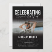 生モダン命記念写真お祝い 招待状 (正面)