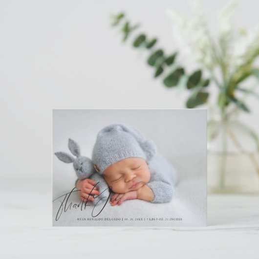 生モダン生まれたばかりの生発表写真ありがとう ポストカード (スタンド正面)