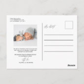 生モダン生まれたばかりの生発表写真ありがとう ポストカード (裏面)