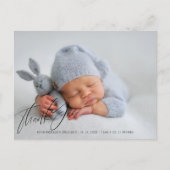 生モダン生まれたばかりの生発表写真ありがとう ポストカード (正面)