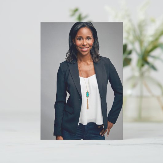 生モダン生写真追悼式お祝い カード (スタンド正面)