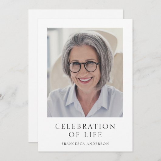 生モダン生写真追悼式お祝い 招待状 (正面/裏面)