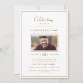 生モダン生葬儀のお祝いフェイク金ゴールド写真 招待状 (正面)