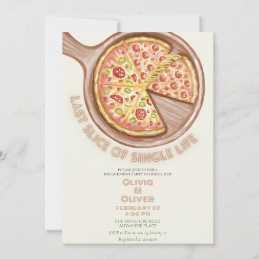 生ユニーク活の最後の独身の婚約パーティ 招待状 (正面)