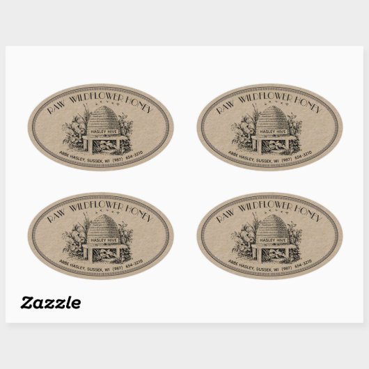 生ワイルドフラワーハニーオーバルヴィンテージスキップクラフトラベル 楕円形シール (シート)