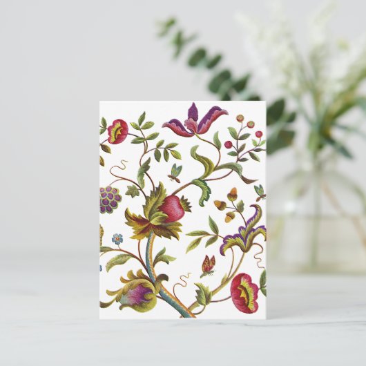 生伝統的活刺繍模様 ポストカード (スタンド正面)