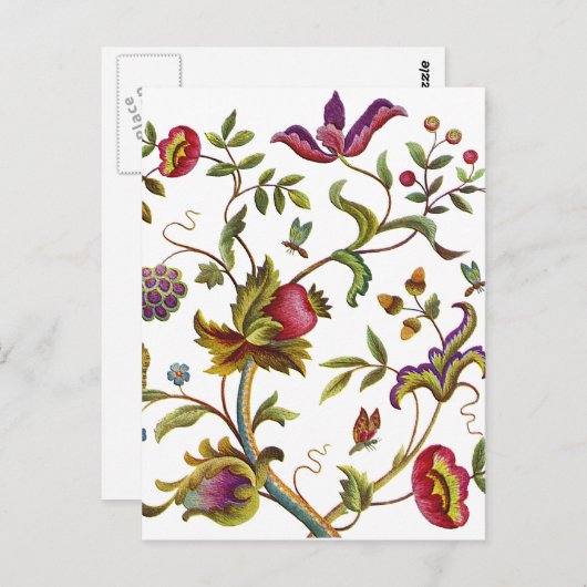 生伝統的活刺繍模様 ポストカード (正面/裏面)