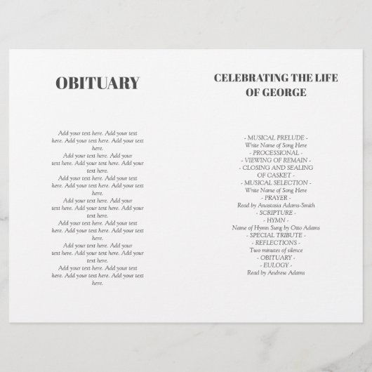 生写真ミニマルお祝い葬儀プログラム (裏面)