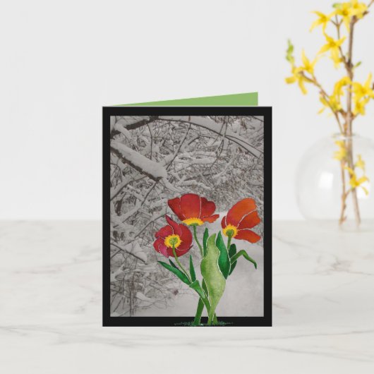 生冬だが考え春 カード (黄色い花)