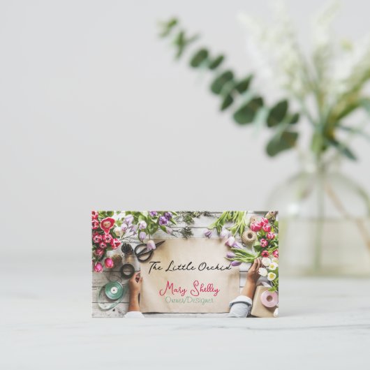 生切り花フローラ設計者 名刺 (スタンド正面)