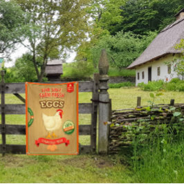 生卵を販売すオーガニックる 横断幕