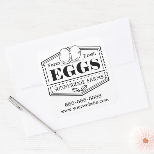 生卵を養殖する |エッグカートンステッカーラベル スクエアシール (封筒)