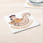 生卵を養殖する スクエアペーパーコースター (アングル)