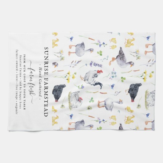 生卵を養殖する |ファームモ素朴ノグラム キッチンタオル (横)