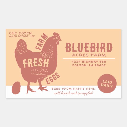 生卵を養殖する 長方形シール (正面)