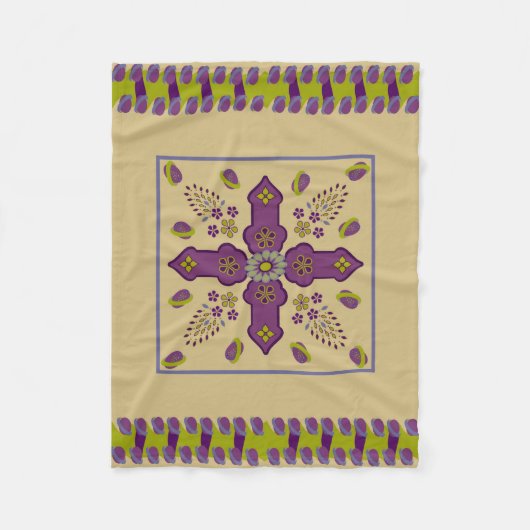 生卵リボン投げ毛布の開花春 フリースブランケット (正面)