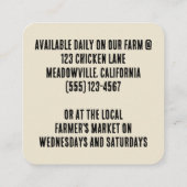 生卵！ヴィンテージアールヌーボー鶏と卵 スクエア名刺 (裏面)