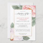 生命お祝いピンク植物園 招待状 (正面)