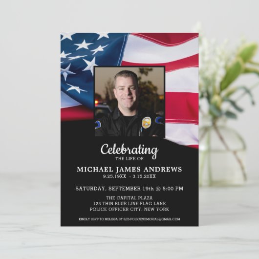 生命お祝い愛国米国国旗のメモリアル 招待状 (スタンド正面)