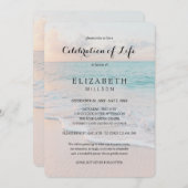 生命お祝い葬の愛の思い出ビーチ 招待状 (正面/裏面)