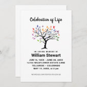 生命お祝い |モダン葬式の色ツリー 招待状 (正面/裏面)