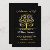 生命お祝い |モダン葬式エレガントツリー 招待状 (正面/裏面)