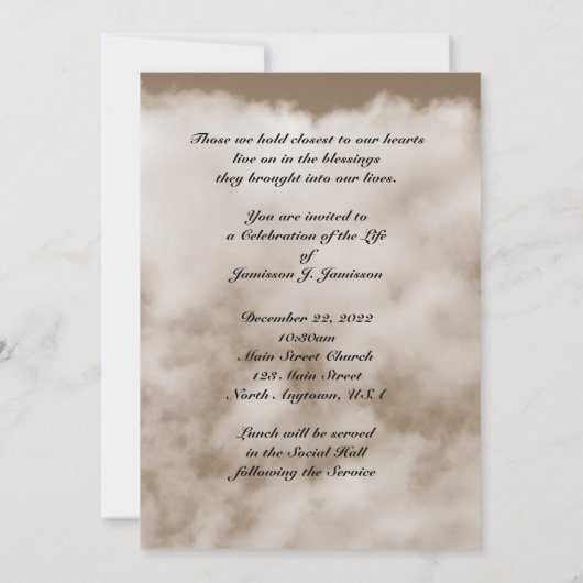 生命お祝い、聖なる書物、 経典引用文伝道者 招待状 (裏面)