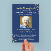 生命お祝い |葬儀メモリアルブルー金ゴールド 招待状