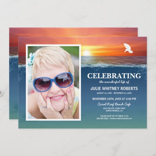 生命お祝い |葬儀記念写真 招待状 (正面/裏面)