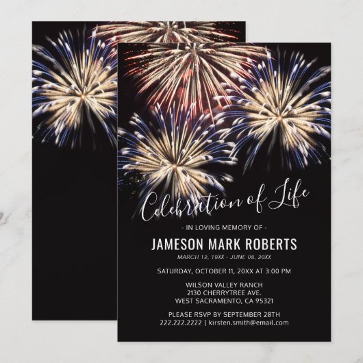 生命お祝い | Firework Memorial 招待状 (正面/裏面)