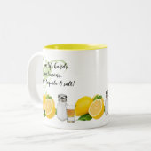 生命がレモン引用文を渡す場合のおもしろい ツートーンマグカップ (正面左)