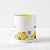 生命がレモン引用文を渡す場合のおもしろい ツートーンマグカップ (中央)