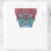 生命とハートの木と虹の砂糖スカル 長方形シール (バッグ)