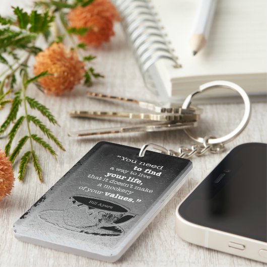生命と価値、実存主義図解入りの、写真付きの引用文 キーホルダー (正面右)