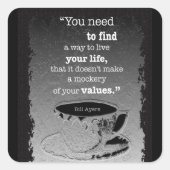 生命と価値、実存主義図解入りの、写真付きの引用文 スクエアシール (正面)