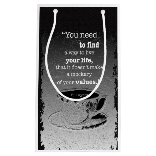 生命と価値、実存主義図解入りの、写真付きの引用文 スモールペーパーバッグ (正面)