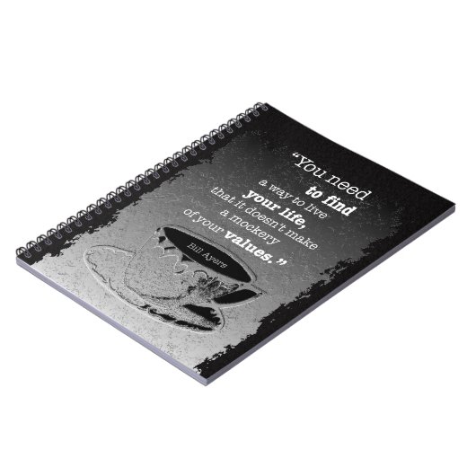 生命と価値、実存主義図解入りの、写真付きの引用文 ノートブック (左側)