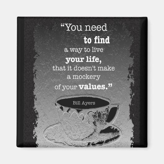 生命と価値、実存主義図解入りの、写真付きの引用文 マグネット (正面)