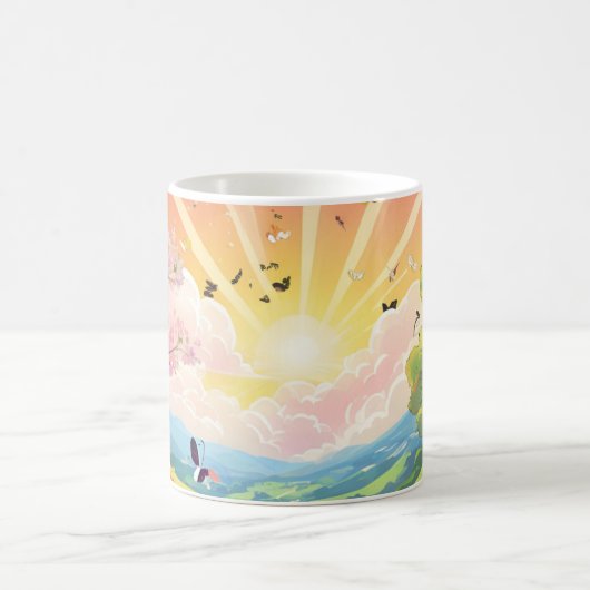 生命と自然美しい コーヒーマグカップ (中央)