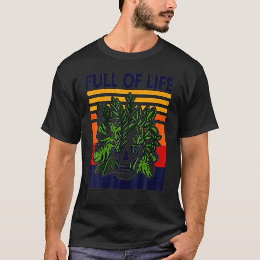 生命に満ちたドクロ ガーデニング ヴィンテージ 1 Tシャツ (正面)