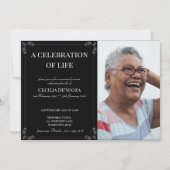 生命のお祝いエレガント写真カスタムメモリアル 招待状 (正面)