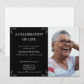 生命のお祝いエレガント写真カスタムメモリアル 招待状 (正面/裏面)
