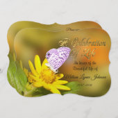 生命のお祝いカシウス招待状蝶 招待状 (正面/裏面)