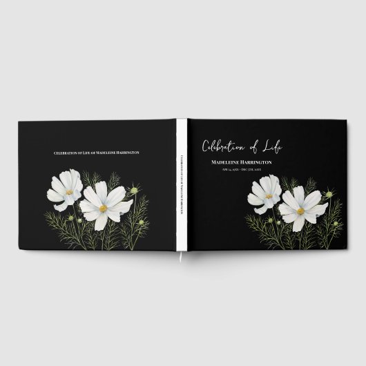 生命のお祝いホワイトコスモスの花絵を描の ゲストブック (全面)